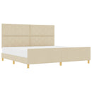 Sengestel med hovedgærde Creme 200 x 200 cm Stof