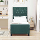 Box spring seng med hovedgærde Mørkegrøn 80 x 200 cm Fløjl