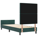 Box spring seng med hovedgærde Mørkegrøn 80 x 200 cm Fløjl