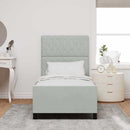 Box spring seng med hovedgærde Lysegrå 90 x 190 cm Fløjl