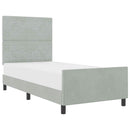 Box spring seng med hovedgærde Lysegrå 90 x 190 cm Fløjl
