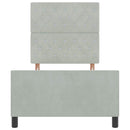Box spring seng med hovedgærde Lysegrå 90 x 190 cm Fløjl