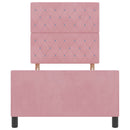 Box spring seng med hovedgærde Lyserød 90 x 190 cm Fløjl