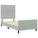 Box spring seng med hovedgærde Lysegrå 90 x 200 cm Fløjl