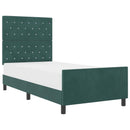 Box spring seng med hovedgærde Mørkegrøn 90 x 200 cm Fløjl