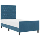 Box spring seng med hovedgærde Mørk blå 90 x 200 cm Fløjl