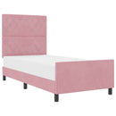 Box spring seng med hovedgærde Lyserød 90 x 200 cm Fløjl