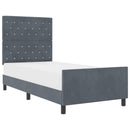 Box spring seng med hovedgærde Mørkegrå 100 x 200 cm Fløjl