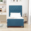 Box spring seng med hovedgærde Mørk blå 100 x 200 cm Fløjl