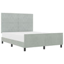 Box spring seng med hovedgærde Lysegrå 140 x 190 cm Fløjl