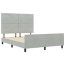Box spring seng med hovedgærde Lysegrå 140 x 190 cm Fløjl