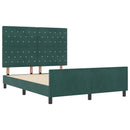 Box spring seng med hovedgærde Mørkegrøn 140 x 190 cm Fløjl