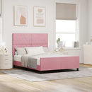 Box spring seng med hovedgærde Lyserød 140 x 190 cm Fløjl