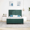 Box spring seng med hovedgærde Mørkegrøn 160 x 200 cm Fløjl