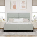 Box spring seng med hovedgærde Lysegrå 180 x 200 cm Fløjl