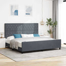 Box spring seng med hovedgærde Mørkegrå 200 x 200 cm Fløjl