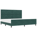 Box spring seng med hovedgærde Mørkegrøn 200 x 200 cm Fløjl
