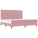 Box spring seng med hovedgærde Lyserød 200 x 200 cm Fløjl