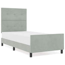 Box spring seng med hovedgærde Lysegrå 80 x 200 cm Fløjl