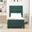 Box spring seng med hovedgærde Mørkegrøn 90 x 190 cm Fløjl