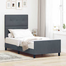 Box spring seng med hovedgærde Mørkegrå 90 x 200 cm Fløjl