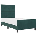 Box spring seng med hovedgærde Mørkegrøn 90 x 200 cm Fløjl