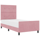 Box spring seng med hovedgærde Lyserød 100 x 200 cm Fløjl