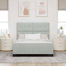 Box spring seng med hovedgærde Lysegrå 140 x 190 cm Fløjl