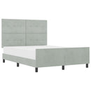 Box spring seng med hovedgærde Lysegrå 140 x 190 cm Fløjl