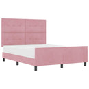 Box spring seng med hovedgærde Lyserød 140 x 200 cm Fløjl