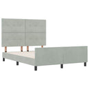 Box spring seng med hovedgærde Lysegrå 160 x 200 cm Fløjl