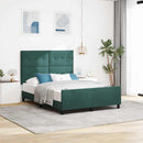 Box spring seng med hovedgærde Mørkegrøn 160 x 200 cm Fløjl