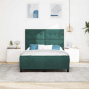 Box spring seng med hovedgærde Mørkegrøn 160 x 200 cm Fløjl