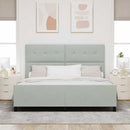 Box spring seng med hovedgærde Lysegrå 180 x 200 cm Fløjl