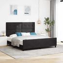 Box spring seng med hovedgærde Sort 180 x 200 cm Fløjl