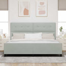 Box spring seng med hovedgærde Lysegrå 200 x 200 cm Fløjl