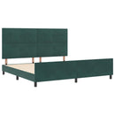 Box spring seng med hovedgærde Mørkegrøn 200 x 200 cm Fløjl