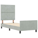 Box spring seng med hovedgærde Lysegrå 80 x 200 cm Fløjl