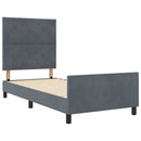 Box spring seng med hovedgærde Mørkegrå 90 x 190 cm Fløjl
