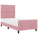 Box spring seng med hovedgærde Lyserød 90 x 190 cm Fløjl