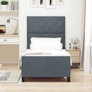 Box spring seng med hovedgærde Mørkegrå 90 x 200 cm Fløjl