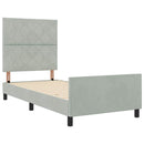 Box spring seng med hovedgærde Lysegrå 100 x 200 cm Fløjl