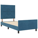Box spring seng med hovedgærde Mørk blå 100 x 200 cm Fløjl
