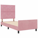 Box spring seng med hovedgærde Lyserød 100 x 200 cm Fløjl