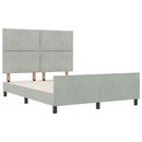 Box spring seng med hovedgærde Lysegrå 140 x 190 cm Fløjl