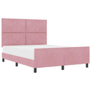 Box spring seng med hovedgærde Lyserød 140 x 190 cm Fløjl