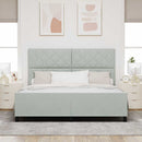 Box spring seng med hovedgærde Lysegrå 180 x 200 cm Fløjl