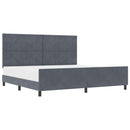 Box spring seng med hovedgærde Mørkegrå 200 x 200 cm Fløjl