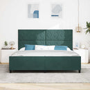 Box spring seng med hovedgærde Mørkegrøn 200 x 200 cm Fløjl