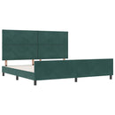 Box spring seng med hovedgærde Mørkegrøn 200 x 200 cm Fløjl